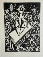 🟡antiker Holzschnitt FRANS MASEREEL monogrammiert EROTIK