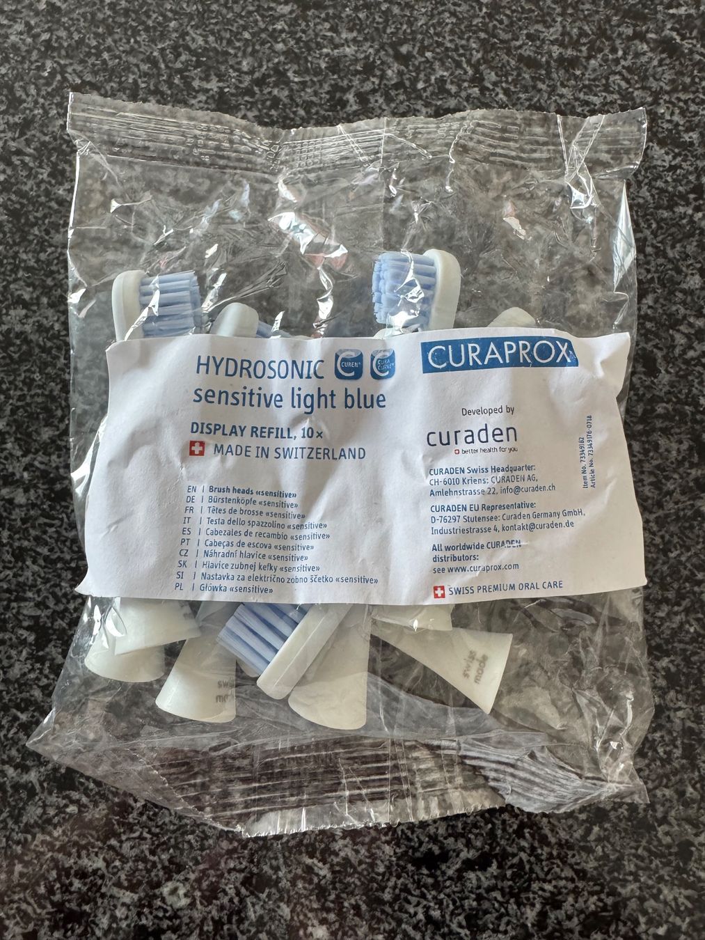 Curaprox Cura dei denti: 10x Curaprox Hydrosonic Sensitive Bürstenköpfe Neu – Nuovo e nell'imballaggio originale da Waldkirch venduto da SuisseArchive
