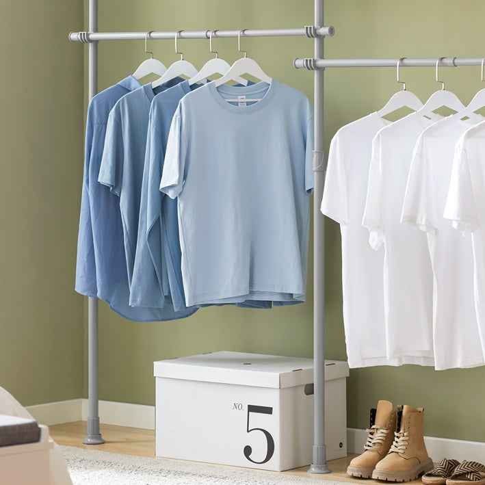 Garderobe: Teleskop Kleiderstange Kleiderstangen Regalsystem Hellgrau – Neu und originalverpackt aus Kreuzlingen von DealBlitz 1