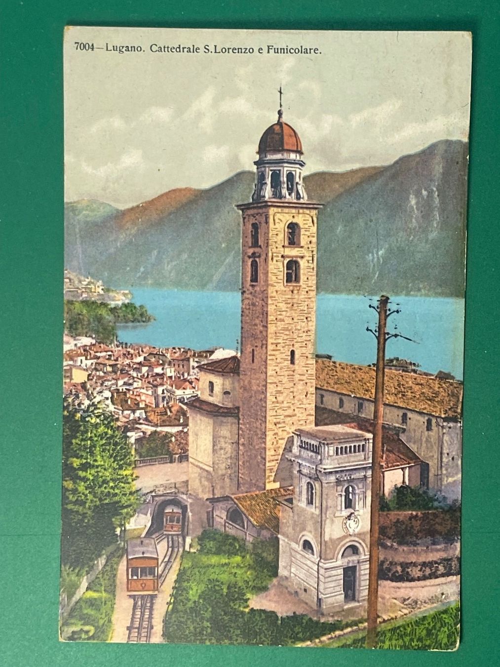Cartoline postali: Lugano - Cattedrale S. Lorenzo e Funicolare – Usato da Steg VS venduto da _vinci_