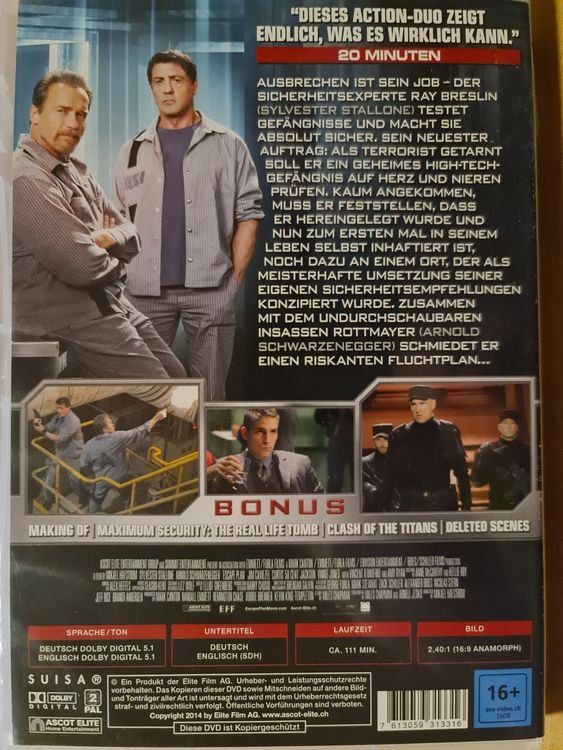 Tutti i DVDs: Original Escape Plan DVD mit Stallone und Schwarzenegger! – Usato da Filzbach venduto da Sabenasi 1