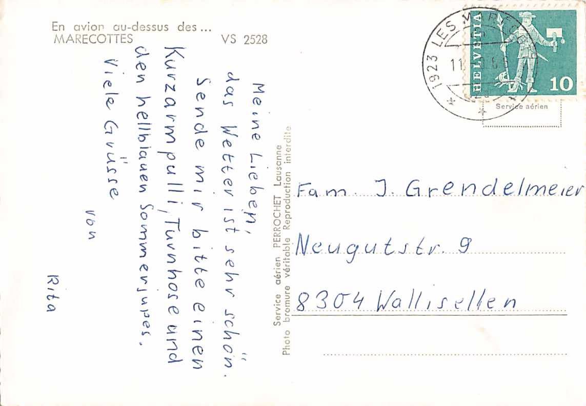 Cartoline postali: 3x SOUVENIR de LES MARECOTTES VS – Usato da Winterthur venduto da SchatzchischtliWinti 5