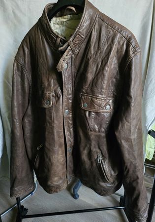 Veste en cuir véritable, David Moore, XXL, marron