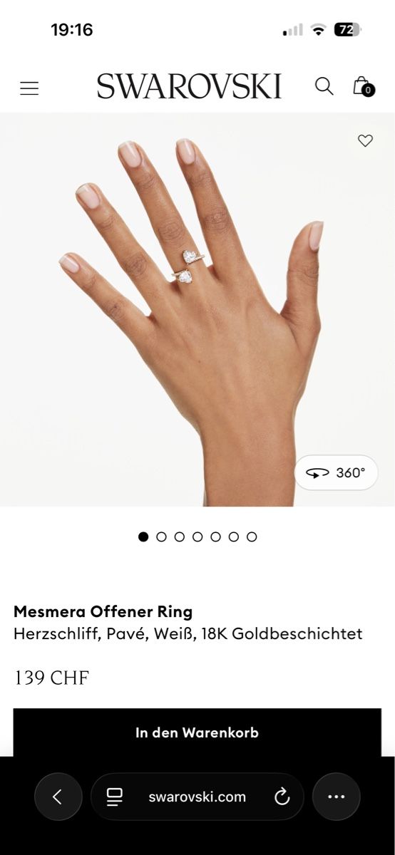 Swarovski Anelli: Mesmera Offener Ring Swarovski – Nuovo (secondo la descrizione) da Bern venduto da Dasch60 6