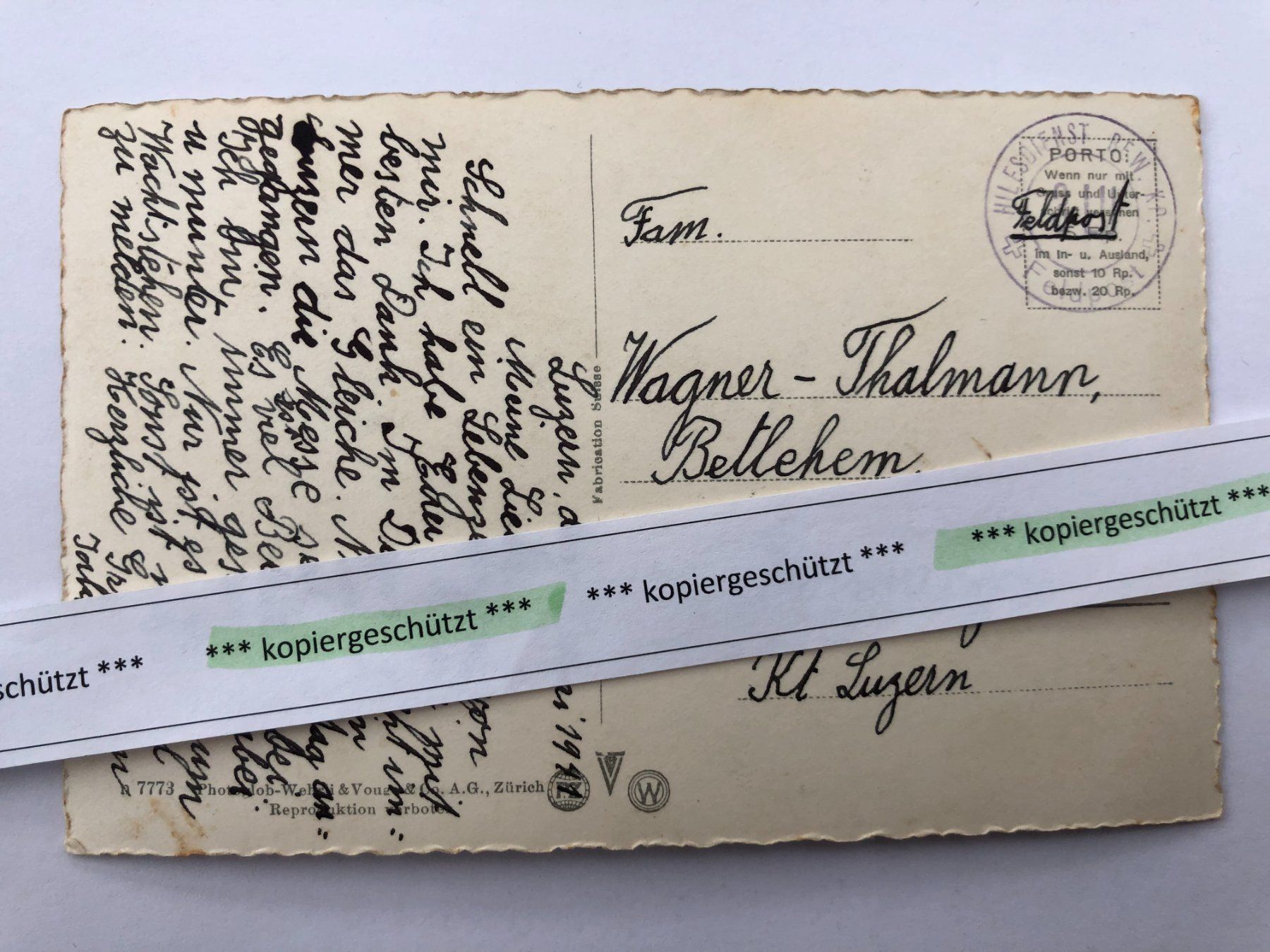 Cartoline postali: Luzern Feldpost AK – Usato da Hefenhofen venduto da Bierinder 1