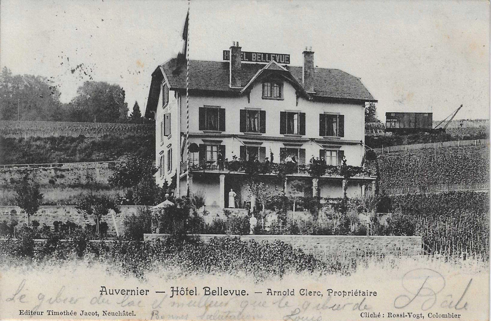 Cartoline postali: Auvernier - Hôtel Bellevue – Usato da Savagnier venduto da Ne2065
