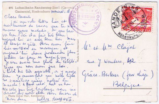Cartoline postali: Kandersteg - Luftseilbahn Stock – Usato da Binningen venduto da Mountainrider 1