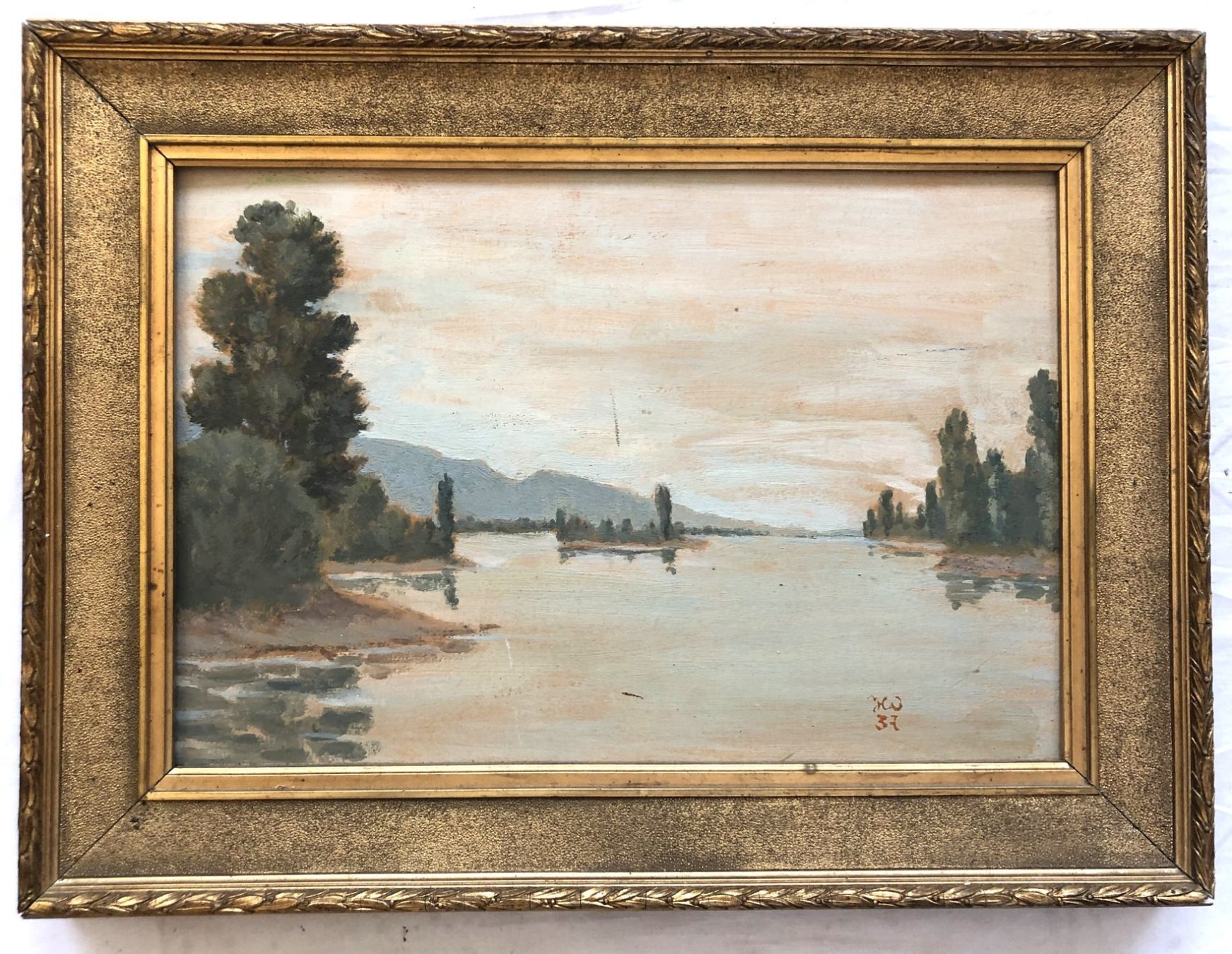 Dipinti: Ölgemälde - Flusslandschaft - monogrammiert und datiert '37 – Usato da Schaffhausen venduto da durruti
