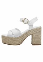 Weisse Plateau Sandalen mit Bastoptik von Tamaris neuwertig