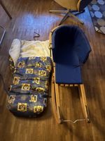 Holzschlitten mit Sitzlehne und Fusssack guter Zustand