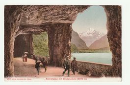 AK 1907 Alte Axenstrasse Schwyz-Uri Verbindung mit Bergblick