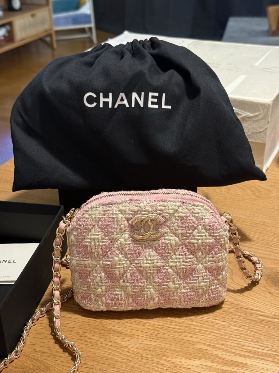 Chanel Borse da donna: CHANEL Pink Houndstooth Mini Tweed Tasche – Nuovo (secondo la descrizione) da Winterthur venduto da Skerk18 2