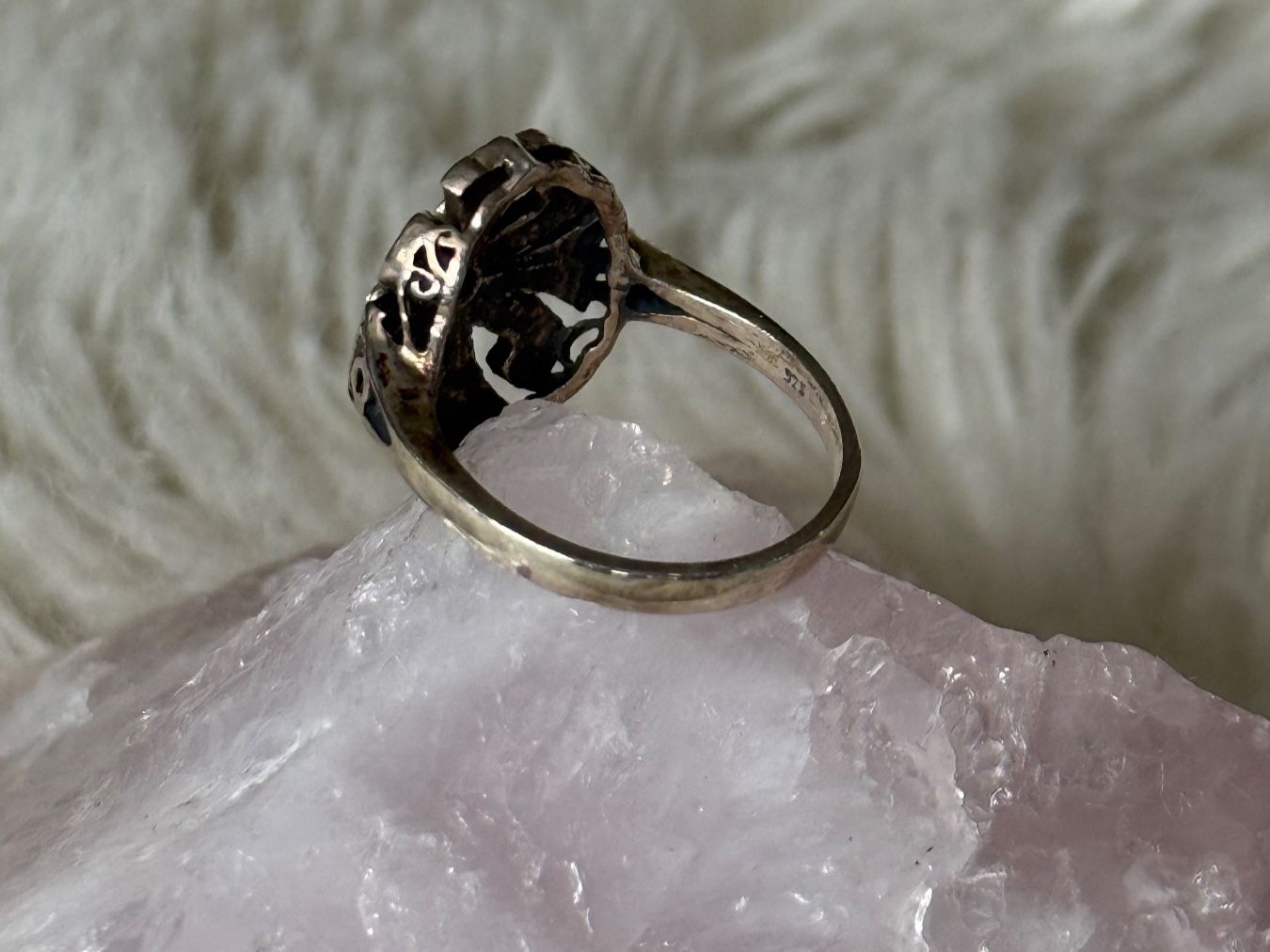 Anelli: Vintage Silberring 925 mit lila Stein – Usato da Istighofen venduto da Ringparadies 2