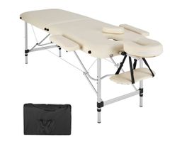 2 Zonen Massageliege beige mit Aluminiumgestell, klappbar u