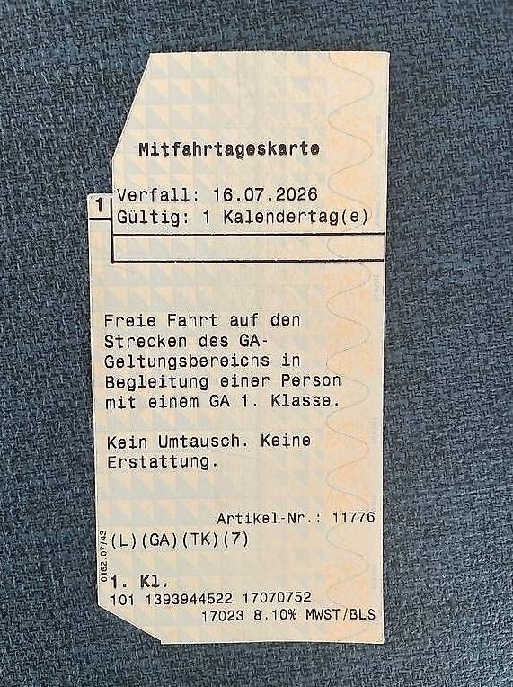 Tickets: Mitfahrtageskarte 1. Klasse – Neu (gemäss Beschreibung) aus Bettlach von Thianh