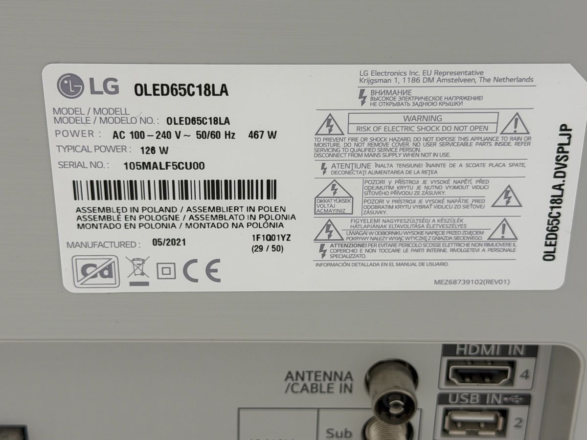 LG Fernseher: LG OLED 65C18 4k  – Gebraucht aus Ollon VD von dav_l7zv 2