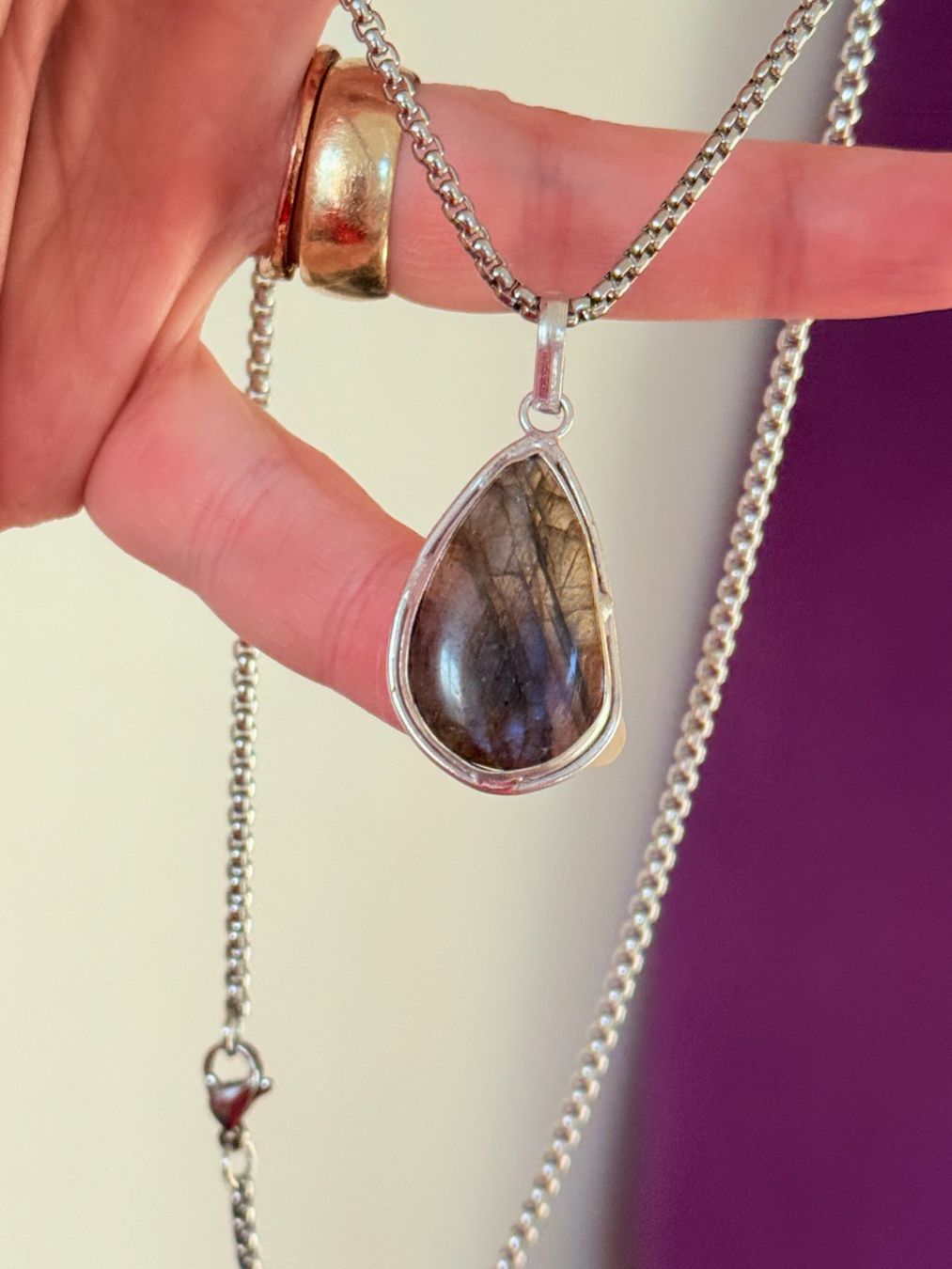 Catenine: Collier élégant avec Labradorite véritable, neuf! – Nuovo e nell'imballaggio originale da Genève venduto da AGBERG 6