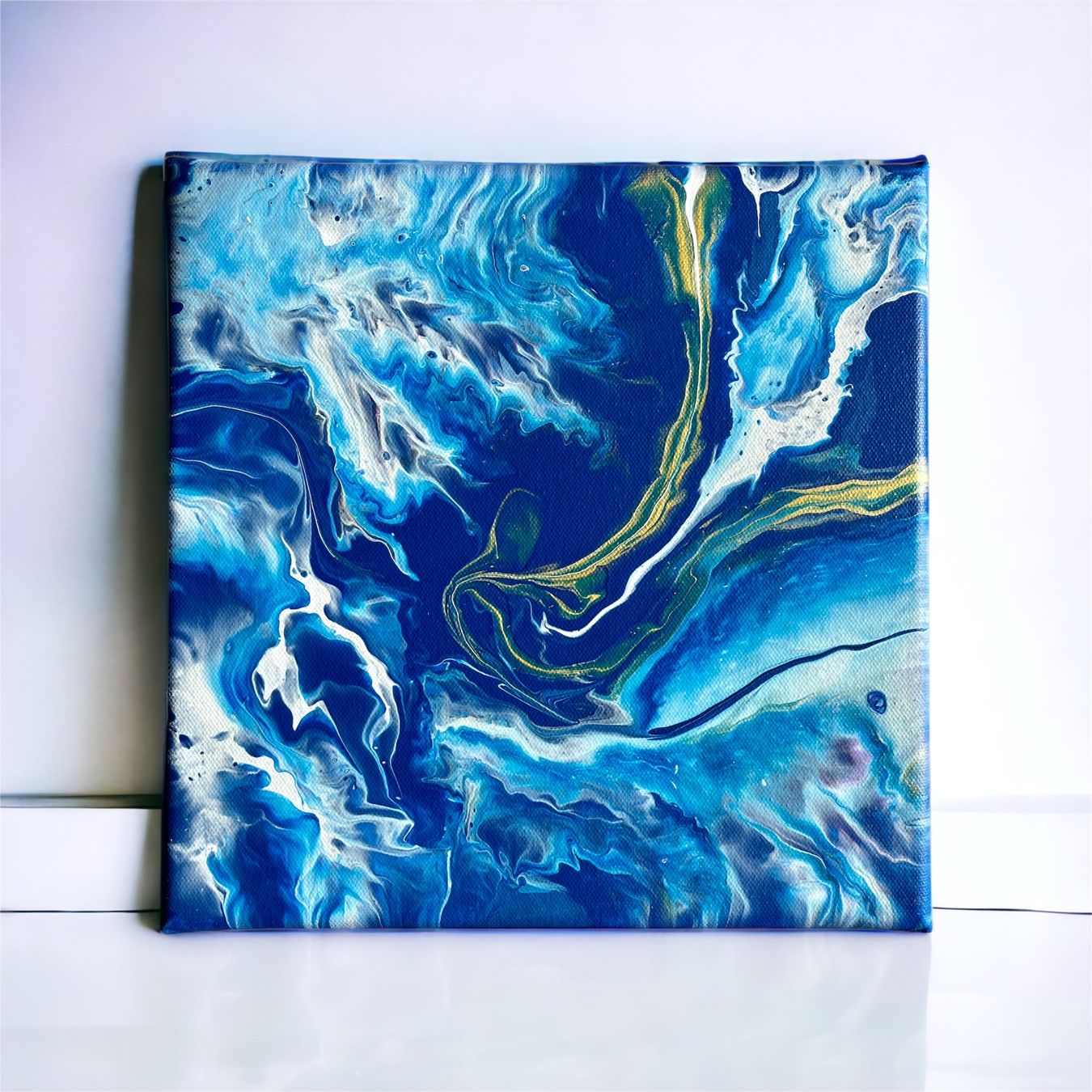 Gemälde: Blaues Gemälde 25x25cm Einzelstück – Neu (gemäss Beschreibung) aus Hochdorf von Jasminurschel