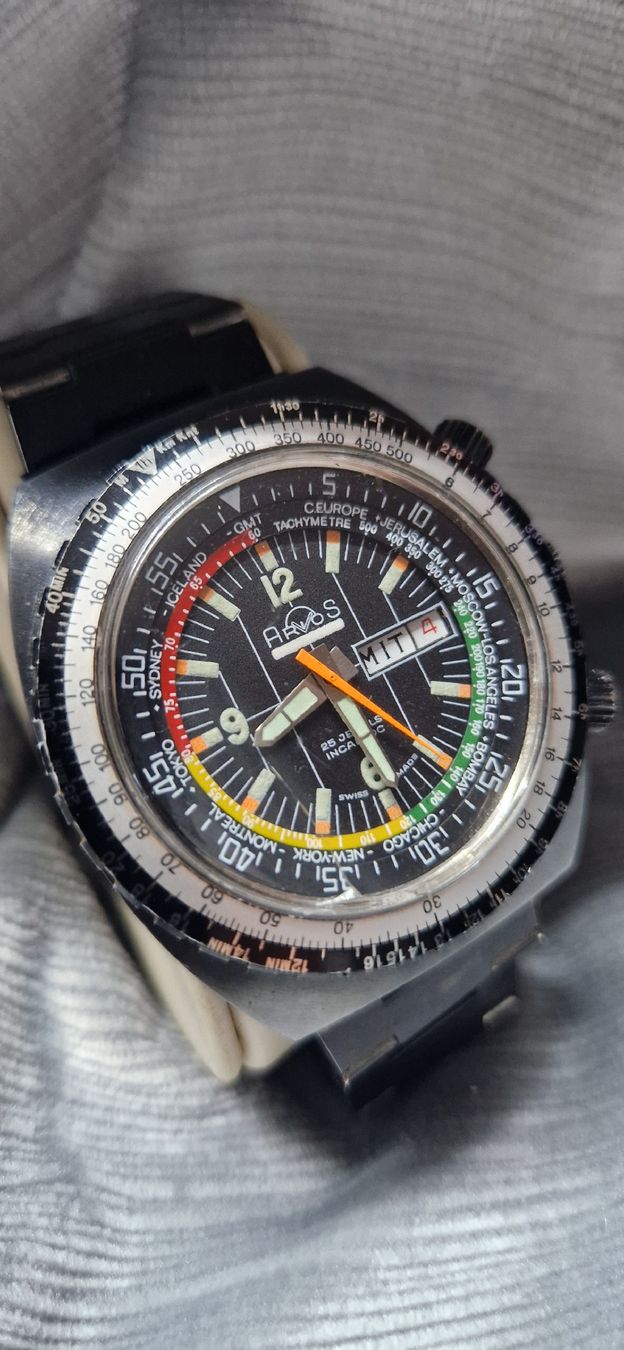 Orologi: Arvos Worldtimer Handaufzug Herrenuhr  – Usato da Reiden venduto da Flohmarkt-77 7