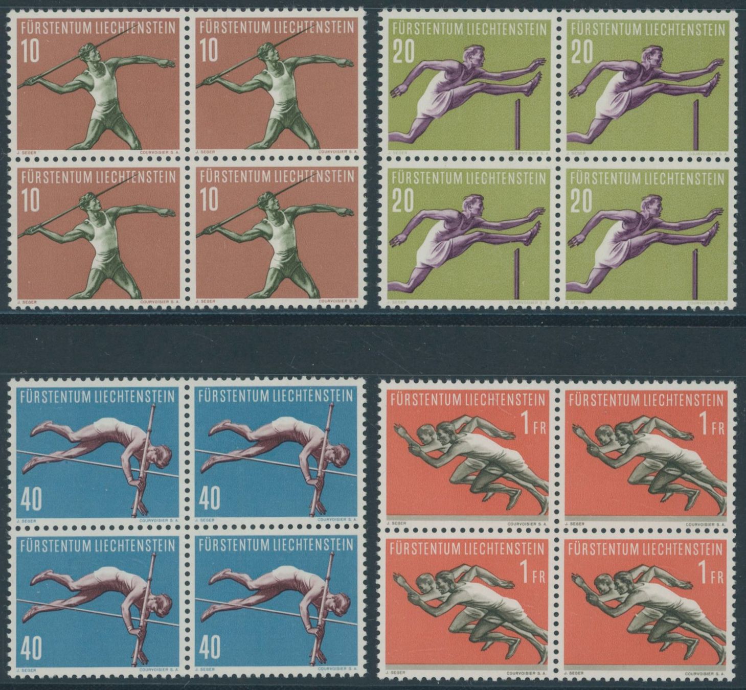 Tutti i francobolli: FL - 1956 - Sport III - Viererblock - postfrisch ** – Nuovo (secondo la descrizione) da Schindellegi venduto da leecollect