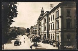 AK Herisau, Poststrasse mit Passanten