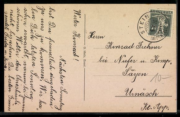 Cartoline postali: Stein /Appenzell, Dorfansicht mit Kirche – Usato da Berlin venduto da bartko-reher 1