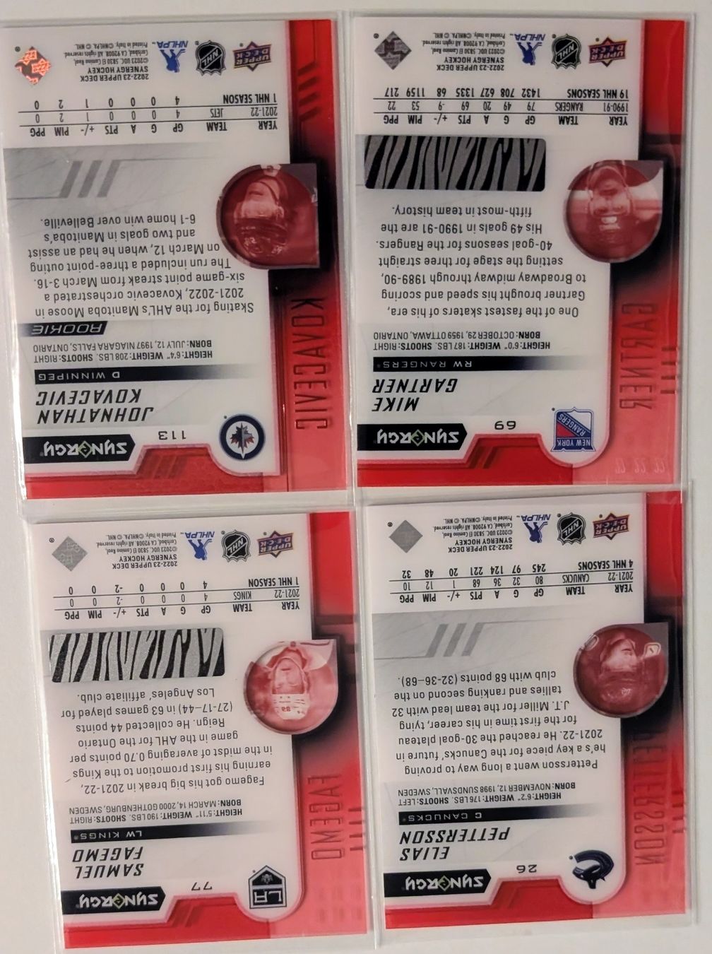 NHL Carte collezionabili: 4x NHL Synergy Red Lot – Fagemo RC Code / Gartner Code / Pet – Nuovo (secondo la descrizione) da Zürich venduto da Milk-and-Chicken 1