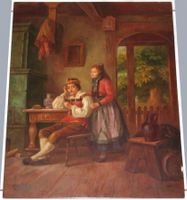 Ölgemälde auf Holztafel, signiert J. Stevens, um 1900