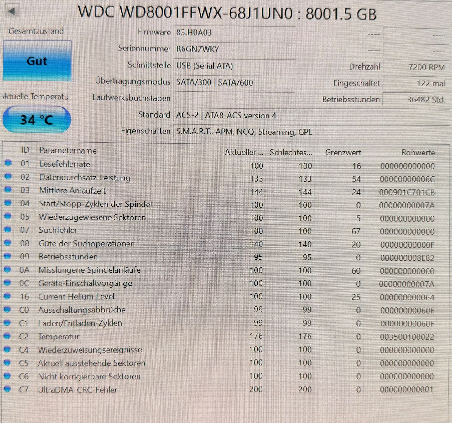 Western Digital Harddisks: 8TB WD Red Pro HDD – Gebraucht aus Heerbrugg von predch 2
