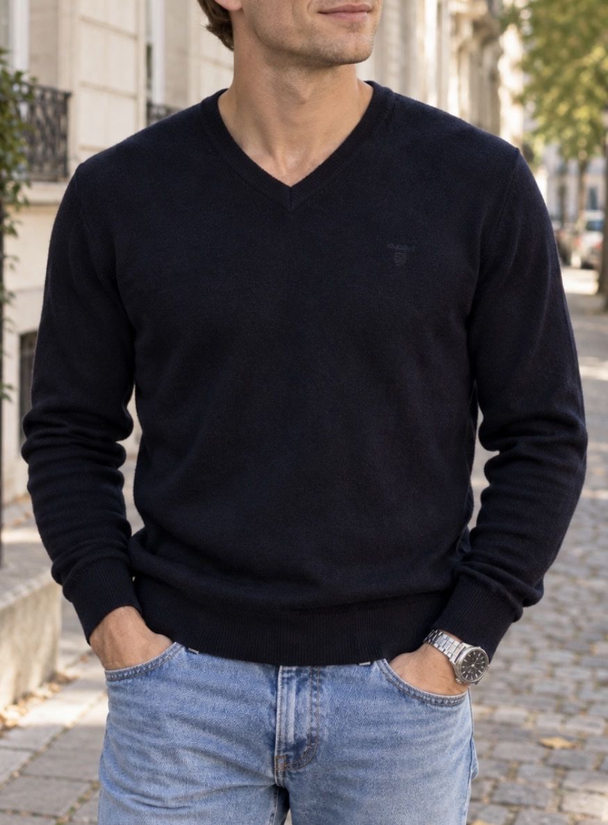 Pullover & Sweatshirts: Gant Dunkelblauer Pullover aus extrafeiner Me – Gebraucht aus Genève von SwissBoug