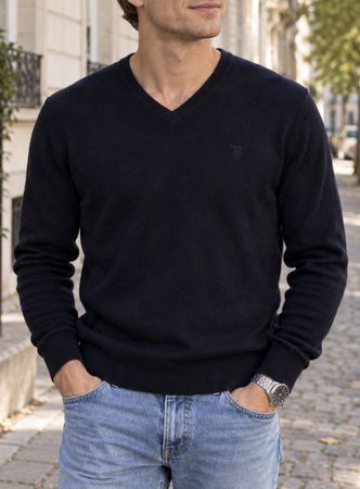 Gant Dunkelblauer Pullover aus extrafeiner Me