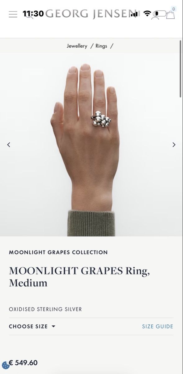 Jensen Ringe: Georg Jensen Moonlight Grapes Ring Silver Medium size 53  – Gebraucht aus Zürich von Rochfordevelyn 3