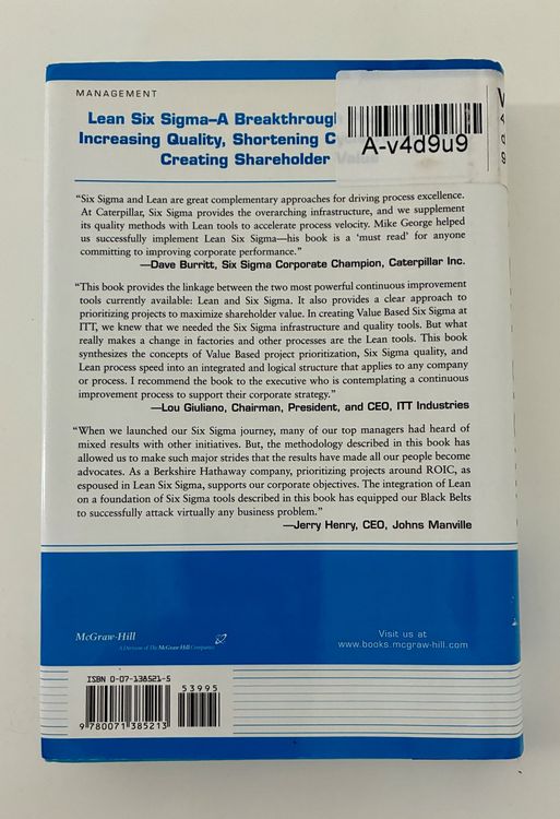 Livres: Lean Six Sigma - Michael George - Top Zustand! – D'occasion à Zürich par tersus1981 1