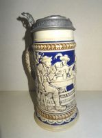 antiker Bierkrug, Musizieren, Zinndeckel