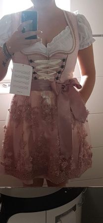 Krüger Dirndl rosa mit Spitze und Strass Gr. 42