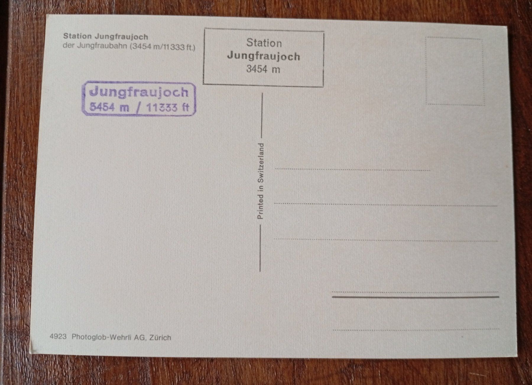 Cartoline postali: Jungfraujoch – Usato da Perrefitte venduto da 36B 1