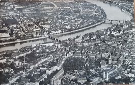 Postkarte Fliegeraufnahme beider Basel nur 1.--