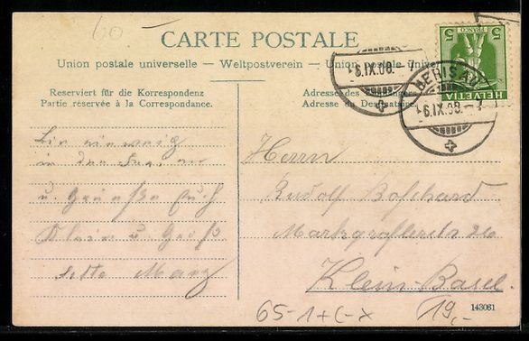 Ansichtskarten: AK Herisau, Bahnhof mit Restaurant, 1908 – Gebraucht aus Berlin von bartko-reher 1
