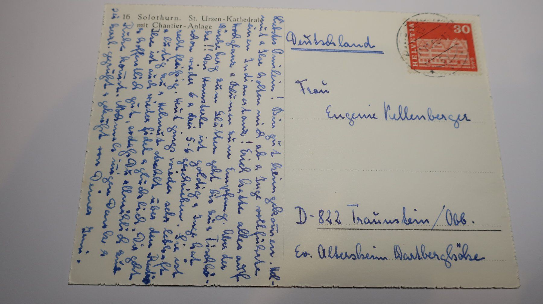 Cartoline postali: Solothurn St. Ursen-Kathedral mit Chantier -Anlage 1968 – Usato da Cormoret venduto da Pascalll2001 3
