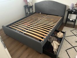 IKEA HAUGA Bett 160x200 mit 4 Schubladen + Matratze & Schone