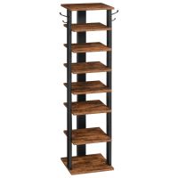 Schmales 8 stufiges Schuhregal mit Haken und Ablagegestell