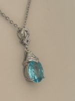 Luxus Elegante Zirkonia Kette Farbe : Silber weiss hellBlau
