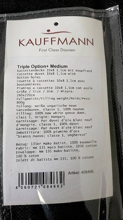 Decken: Kauffmann Triple option + Medium 220x260 – Neu (gemäss Beschreibung) aus Zürich von SBZR 1
