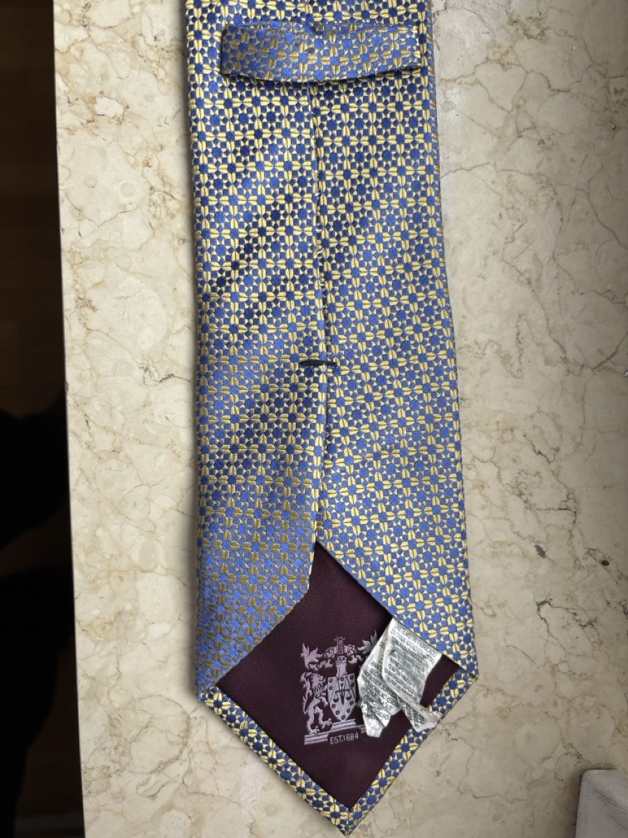 Cravatte: Marks & Spencer Luxury Necktie, patterned, blue and gold – Usato da Basel venduto da sid160 3