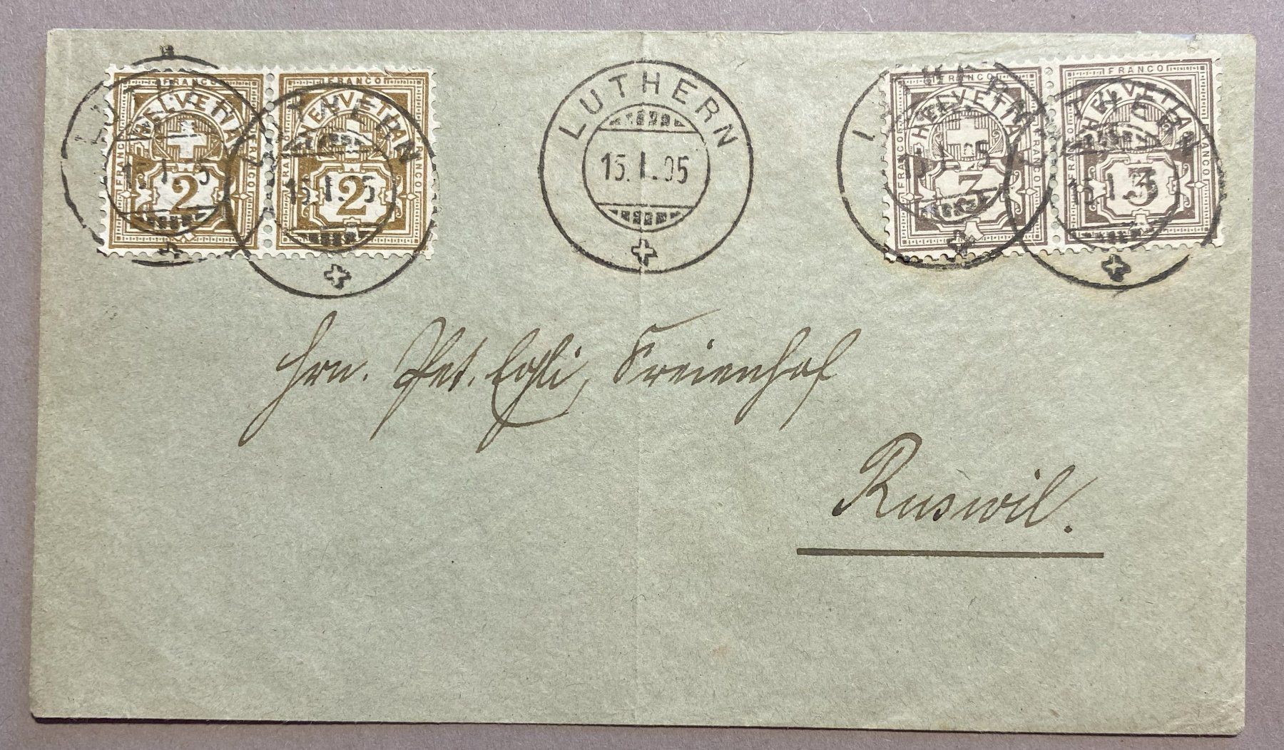 Alle Briefmarken: 58B + 59B Brief von Luthern nach Ruswil Brief – Gebraucht aus Steinhausen von yukon26