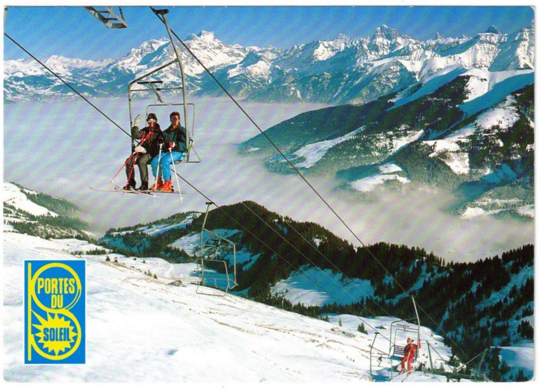 Cartoline postali: Champoussin - Sessellift Pointe de l'Au – Usato da Binningen venduto da Mountainrider