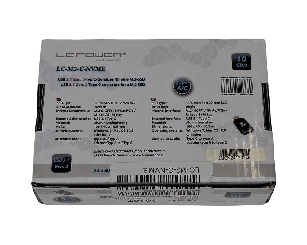 Disques durs: LC-POWER M.2 Gehäuse LC-M2-C NVME – Neuf (Voir description) à Wil SG par Restwert_Wil 8