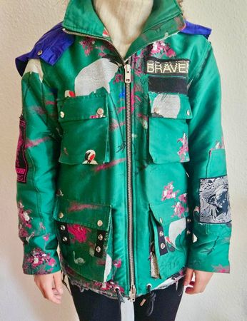 Diesel Jacke grün mit Kranich