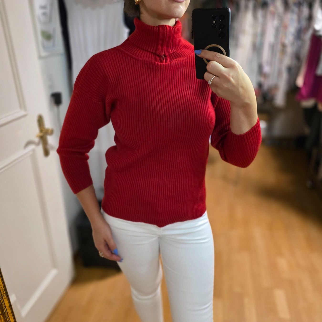 Pulls & Sweat-shirts: Roter Merino-Pullover mit Zipper-Rollkragen M – D'occasion à Wald ZH par CapLux 2