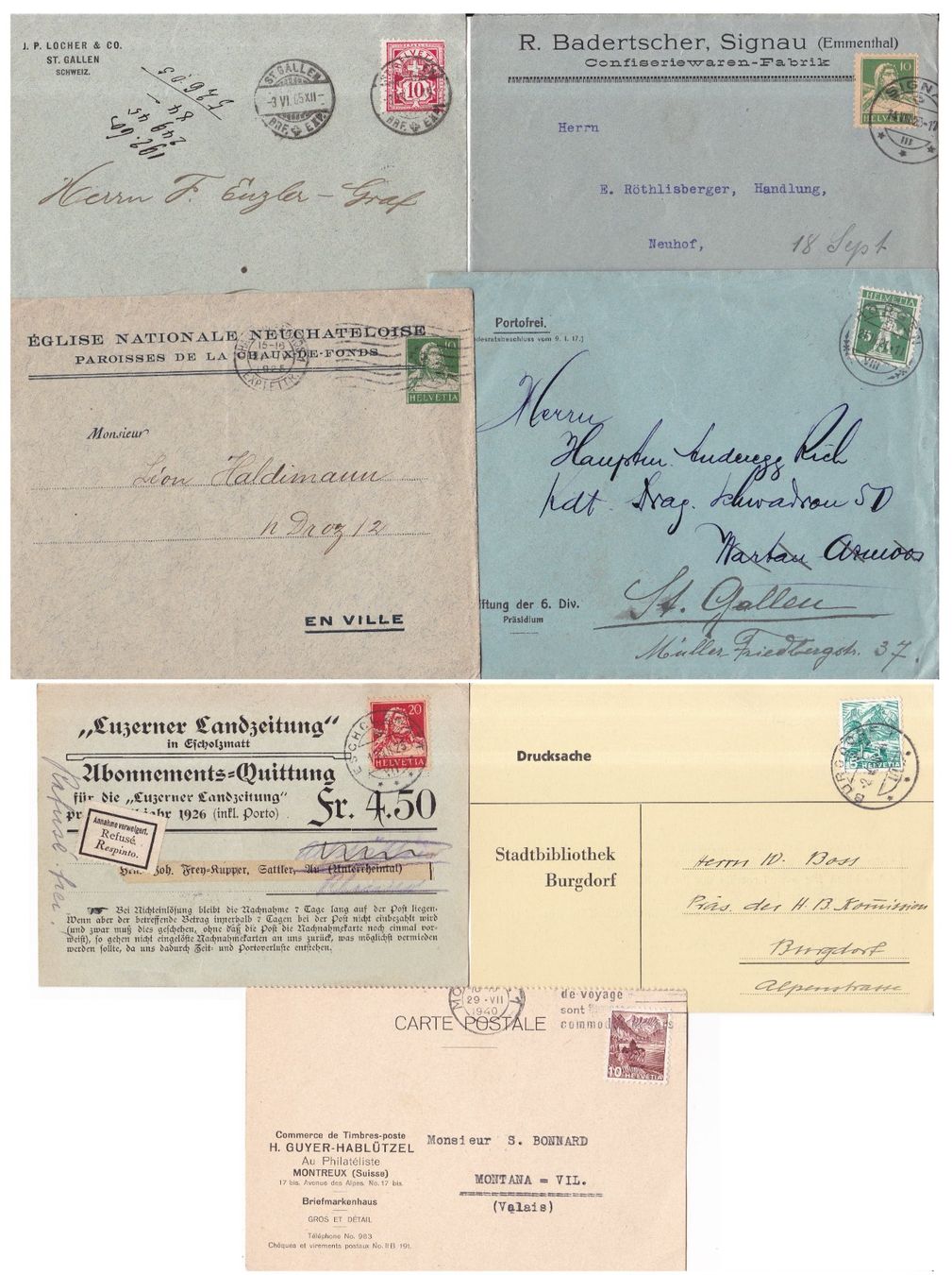 Alle Briefmarken: 65 Stk. Alte CH Briefe, Postkarten, Belege – Gebraucht aus Münchwilen AG von Nesar 7